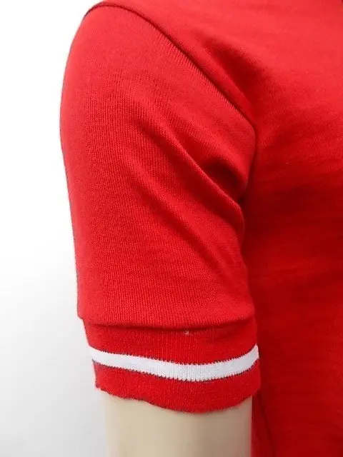 MAGLIA LANA ANNI 70' ROSSA , COLLO E POSINI RIGO BIANCO - immagine 3