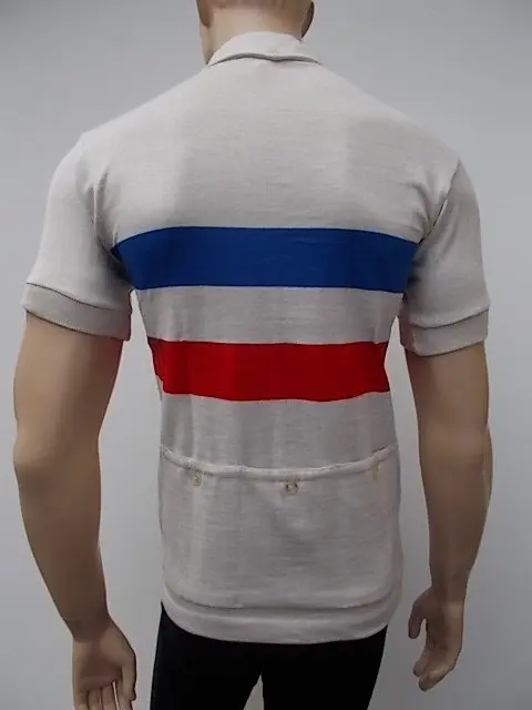 MAGLIA LANA ANNI '40/50 BIANCA TASCA TRICOLORE FRANCESE - immagine 5