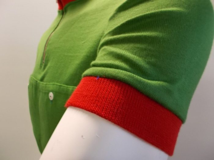 MAGLIA LANA ANNI 60' VERDE COLLO E POLSINI ROSSI - immagine 3