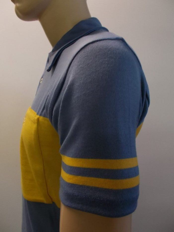 MAGLIA LANA ANNI '40/50 CELESTE FASCIA GIALLA - immagine 4