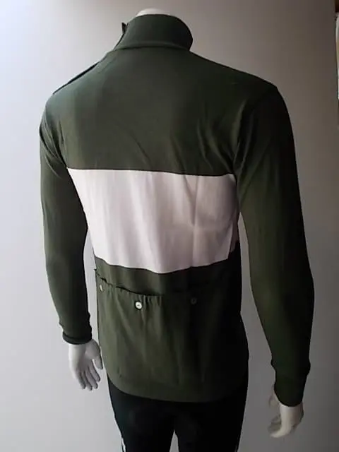 MAGLIA M/L LANA ANNI '20/30 VERDE SCURO FASCIA BIANCA - immagine 4