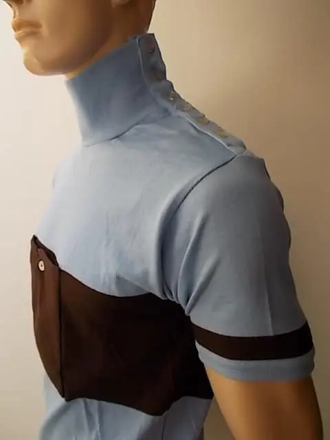 MAGLIA LANA ANNI 20'/30' CELESTE FASCIA MARRONE - immagine 2