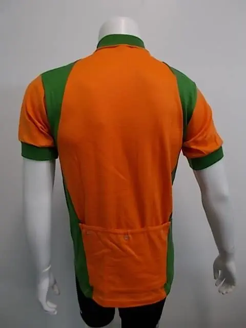 MAGLIA LANA ANNI 70' ARANCIONE CON COLLO, POLSINI E FIANCHI VERDI - immagine 3