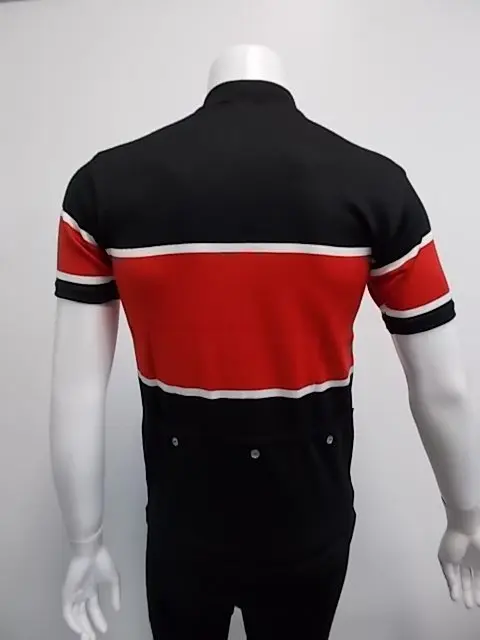 MAGLIA LANA ANNI 70' NERA FASCIA ROSSA E RIGA PICCOLA BIANCA - immagine 4