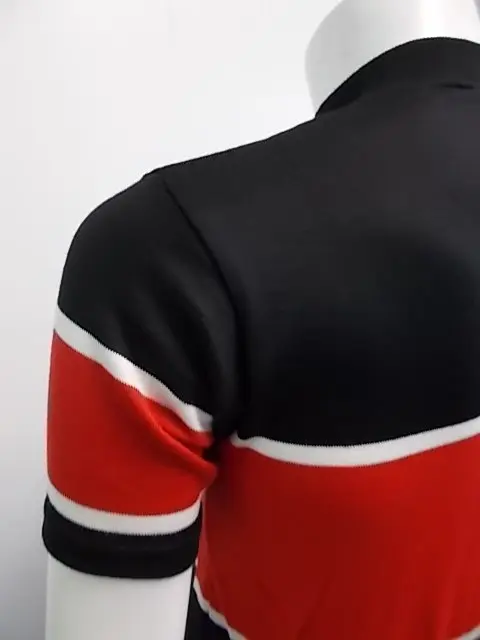 MAGLIA LANA ANNI 70' NERA FASCIA ROSSA E RIGA PICCOLA BIANCA - immagine 3