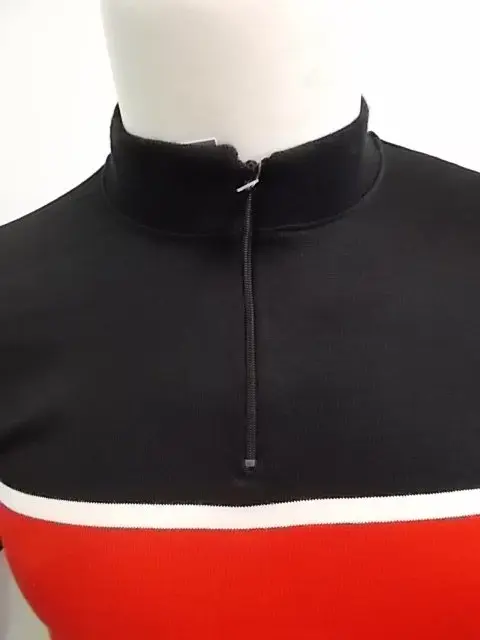 MAGLIA LANA ANNI 70' NERA FASCIA ROSSA E RIGA PICCOLA BIANCA - immagine 2