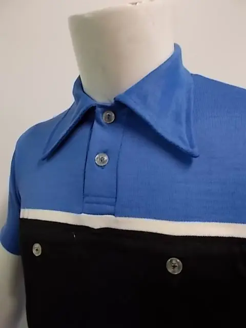 MAGLIA LANA ANNI '40/50 AZZURRA FASCIA NERA E PICCOLA BIANCA - immagine 2