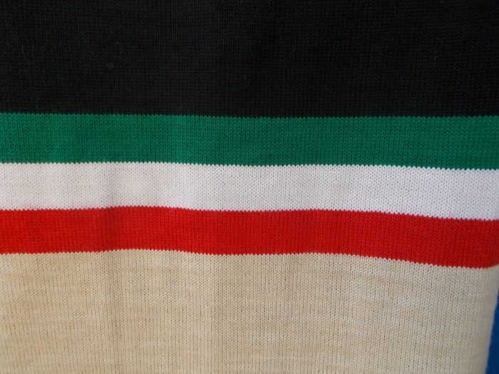 MAGLIA LANA ANNI 70' NERO FASCIA BEIGE CON RIFINITURE TRICOLORE - immagine 4