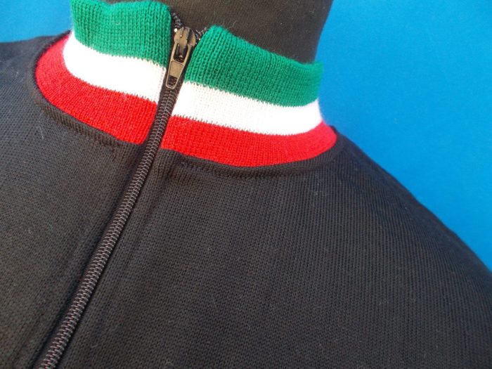 MAGLIA LANA ANNI 70' NERO FASCIA BEIGE CON RIFINITURE TRICOLORE - immagine 8