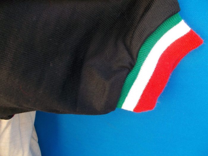 MAGLIA LANA ANNI 70' NERO FASCIA BEIGE CON RIFINITURE TRICOLORE - immagine 5