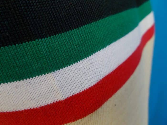 MAGLIA LANA ANNI 70' NERO FASCIA BEIGE CON RIFINITURE TRICOLORE - immagine 3