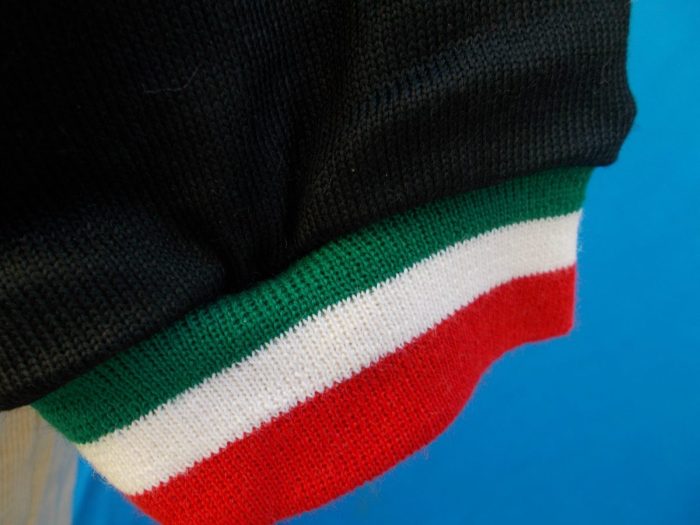MAGLIA LANA ANNI 70' NERO FASCIA BEIGE CON RIFINITURE TRICOLORE - immagine 6