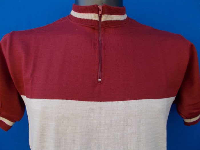 MAGLIA LANA ANNI 70' AMARANTO FASCIA E RIGO COLLO CREMA - immagine 2