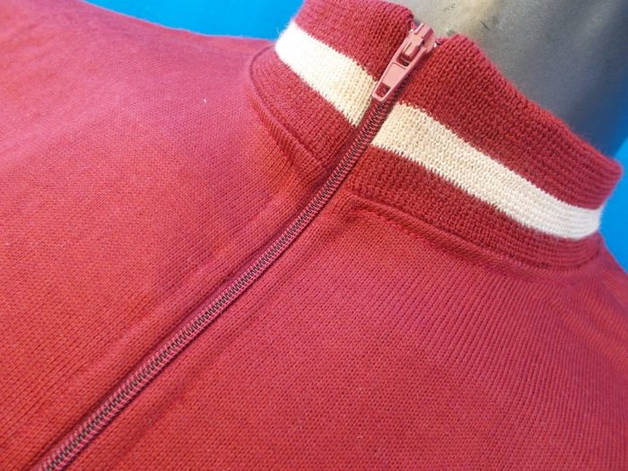 MAGLIA LANA ANNI 70' AMARANTO FASCIA E RIGO COLLO CREMA - immagine 4