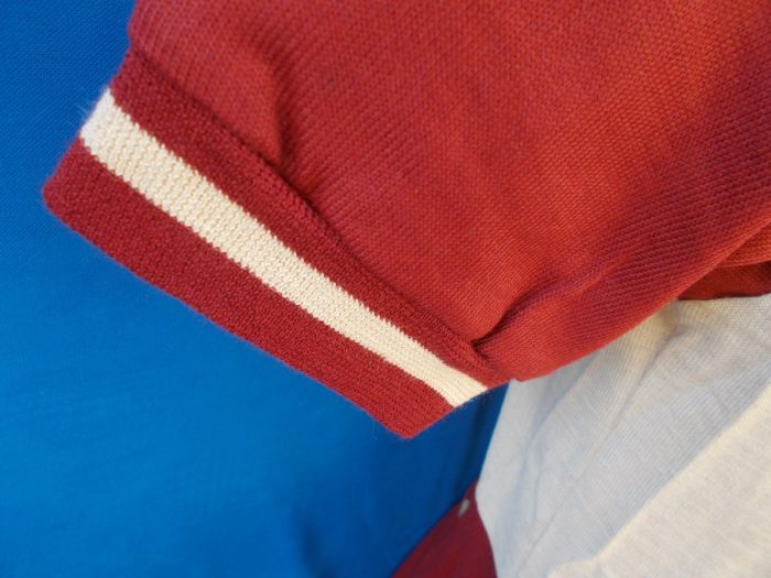MAGLIA LANA ANNI 70' AMARANTO FASCIA E RIGO COLLO CREMA - immagine 5