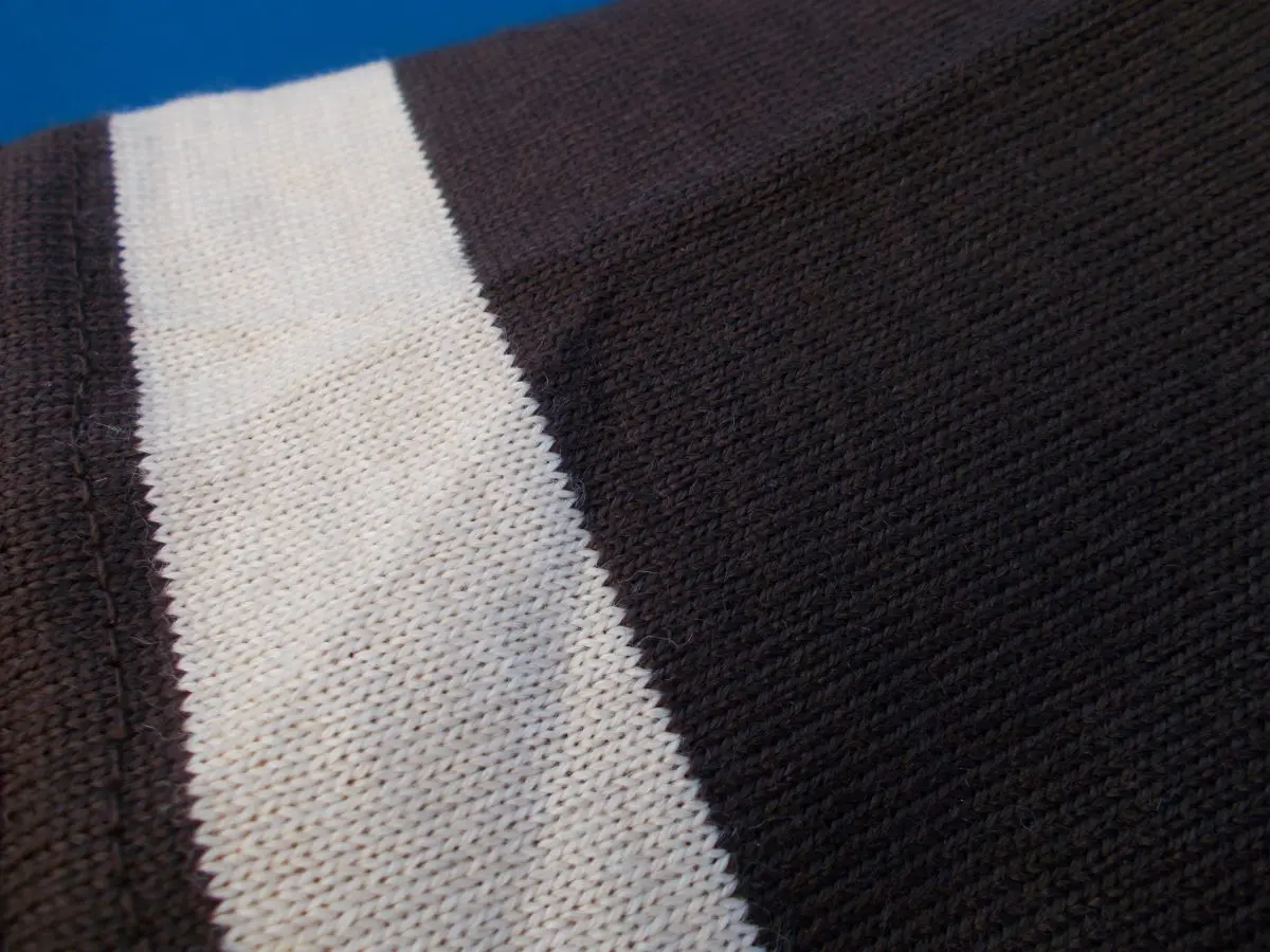 MAGLIA LANA ANNI 70 MARRONE FASCIA E RIFINITURE CREMA - immagine 7