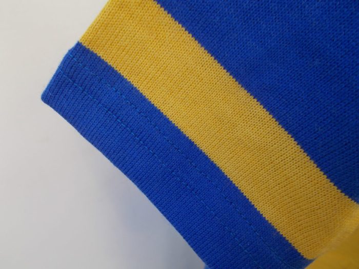 MAGLIA LANA ANNI 70' AZZURRO FASCIA E RIFINITURE GIALLO ANTICO - immagine 6