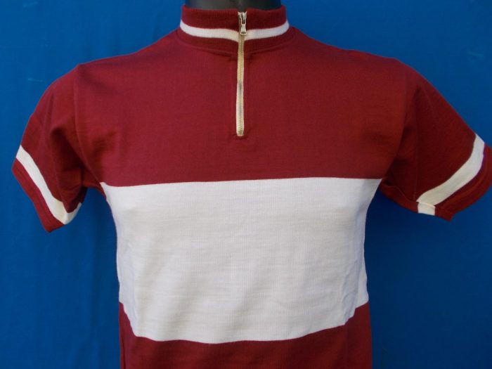 MAGLIA LANA ANNI 70' AMARANTO FASCIA BIANCA - immagine 2