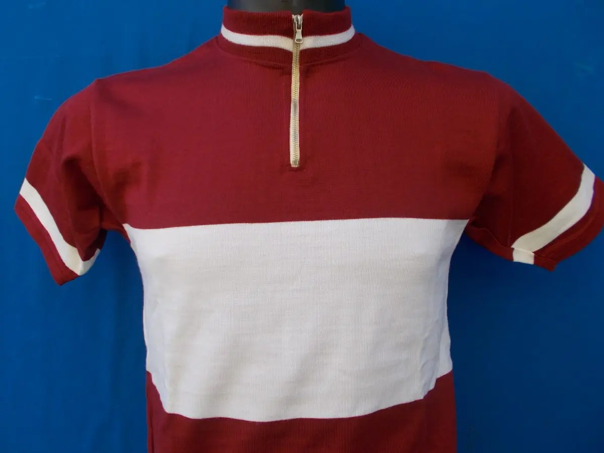 MAGLIA LANA ANNI 70' AMARANTO FASCIA BIANCA - immagine 2