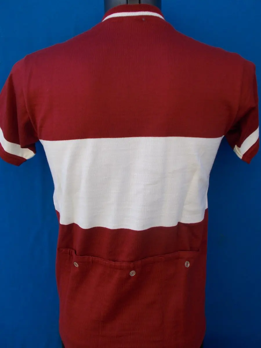 MAGLIA LANA ANNI 70' AMARANTO FASCIA BIANCA - immagine 3