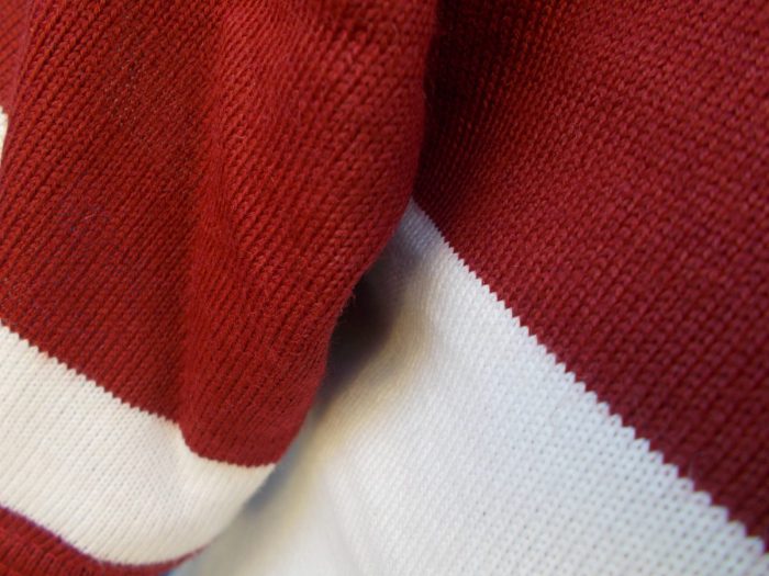 MAGLIA LANA ANNI 70' AMARANTO FASCIA BIANCA - immagine 5