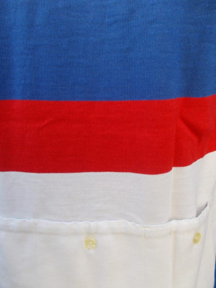 MAGLIA LANA ANNI 70' BIANCA FASCIA E RIFINITURE AZZURRO E ROSSO - immagine 8