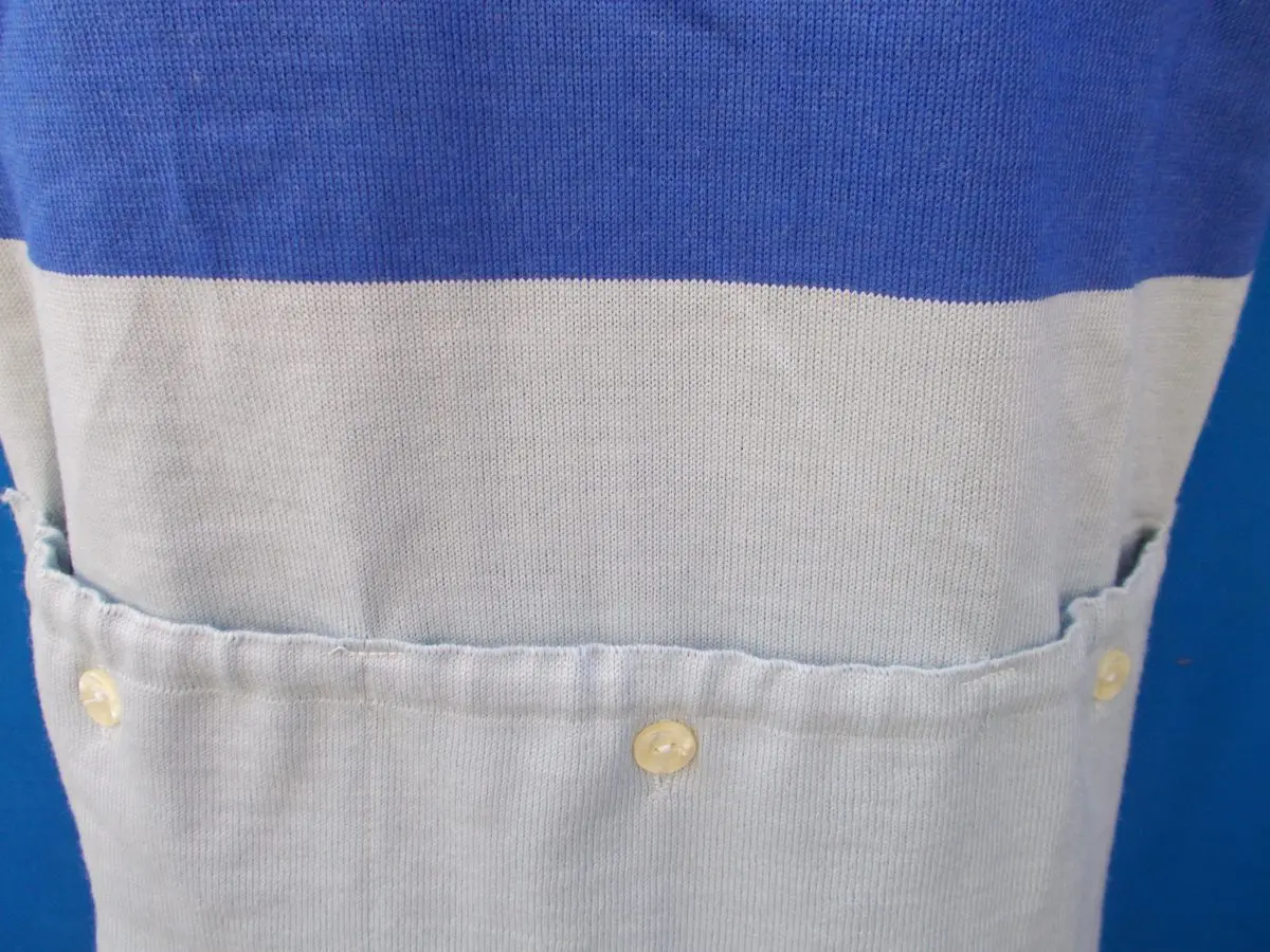 MAGLIA LANA ANNI 70' GRIGIO FASCIA AZZURRA CON RIFINITURE TRICOLORI - immagine 6