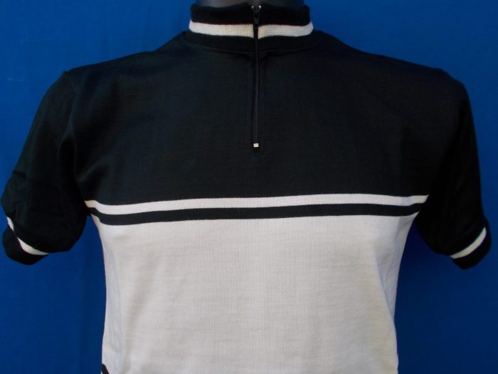 MAGLIA LANA ANNI 70' NERA FASCIA BIANCA CON RIGO PICCOLO NERO - immagine 2
