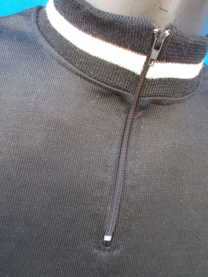 MAGLIA LANA ANNI 70' NERA FASCIA BIANCA CON RIGO PICCOLO NERO - immagine 5