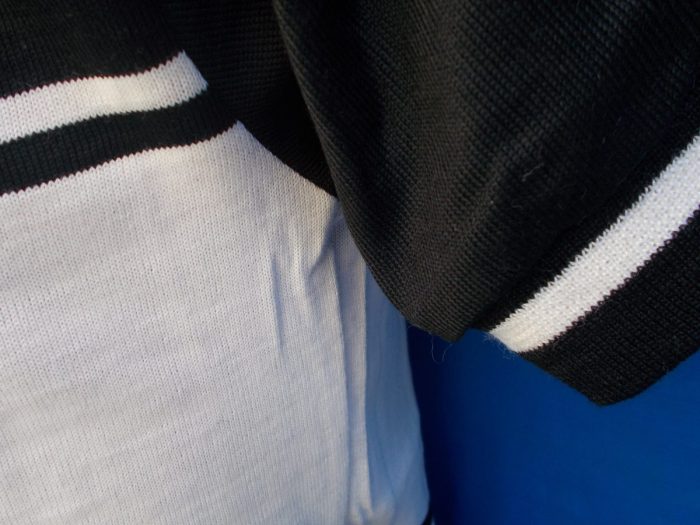MAGLIA LANA ANNI 70' NERA FASCIA BIANCA CON RIGO PICCOLO NERO - immagine 8