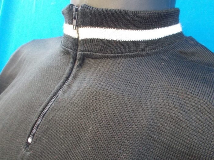 MAGLIA LANA ANNI 70' NERA FASCIA BIANCA CON RIGO PICCOLO NERO - immagine 7