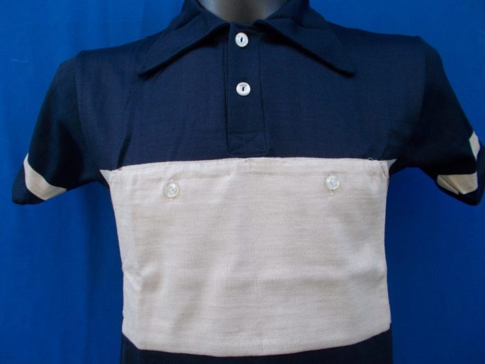 MAGLIA LANA ANNI '40/50 BLU FASCIA CREMA - immagine 2