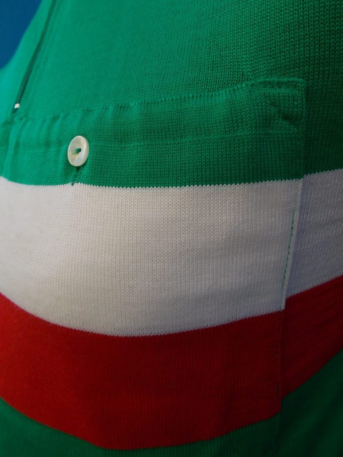 MAGLIA LANA ANNI '60 VERDE, TASCA E MANICHE RIGO ROSSO E BIANCO - immagine 5