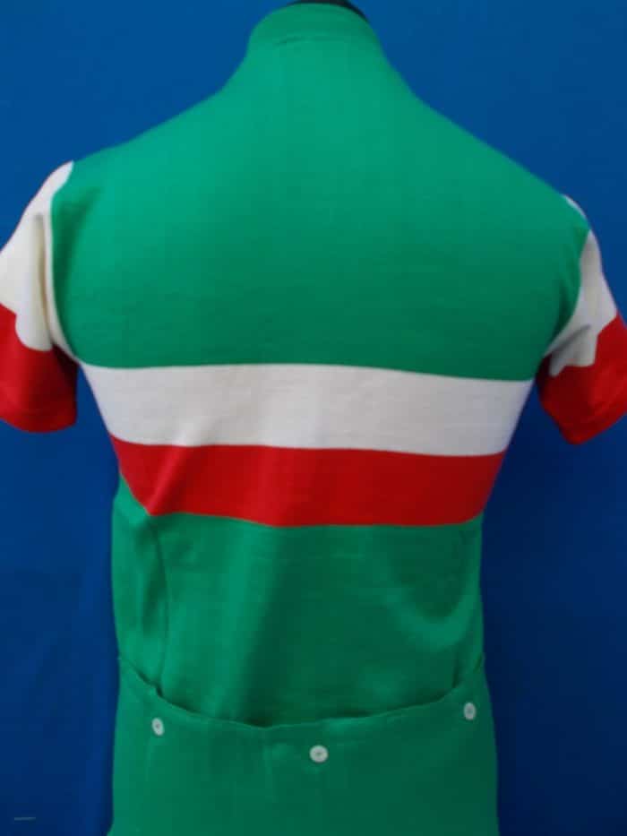 MAGLIA LANA ANNI '60 VERDE, TASCA E MANICHE RIGO ROSSO E BIANCO - immagine 9