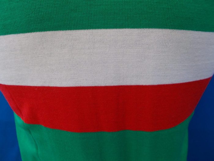 MAGLIA LANA ANNI '60 VERDE, TASCA E MANICHE RIGO ROSSO E BIANCO - immagine 7