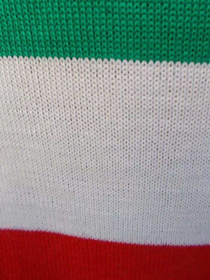 MAGLIA LANA ANNI '60 VERDE, TASCA E MANICHE RIGO ROSSO E BIANCO - immagine 8