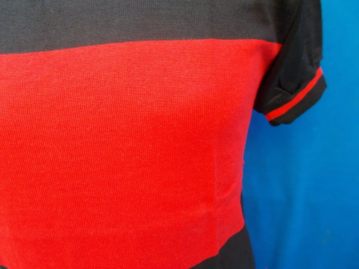 MAGLIA LANA ANNI 70 NERA FASCIA E RIFINITURE ROSSE - immagine 5