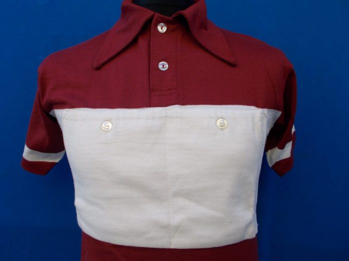 MAGLIA LANA ANNI '40/50 AMARANTO FASCIA BIANCA - immagine 2