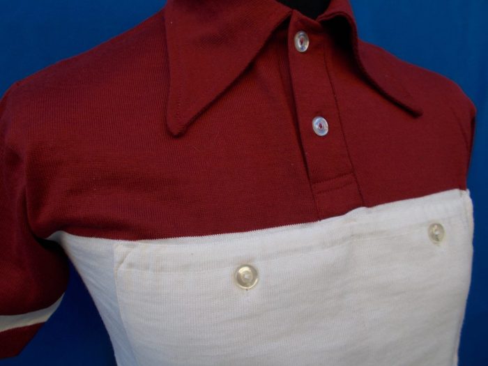 MAGLIA LANA ANNI '40/50 AMARANTO FASCIA BIANCA - immagine 3