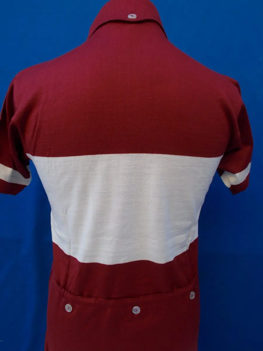 MAGLIA LANA ANNI '40/50 AMARANTO FASCIA BIANCA - immagine 7