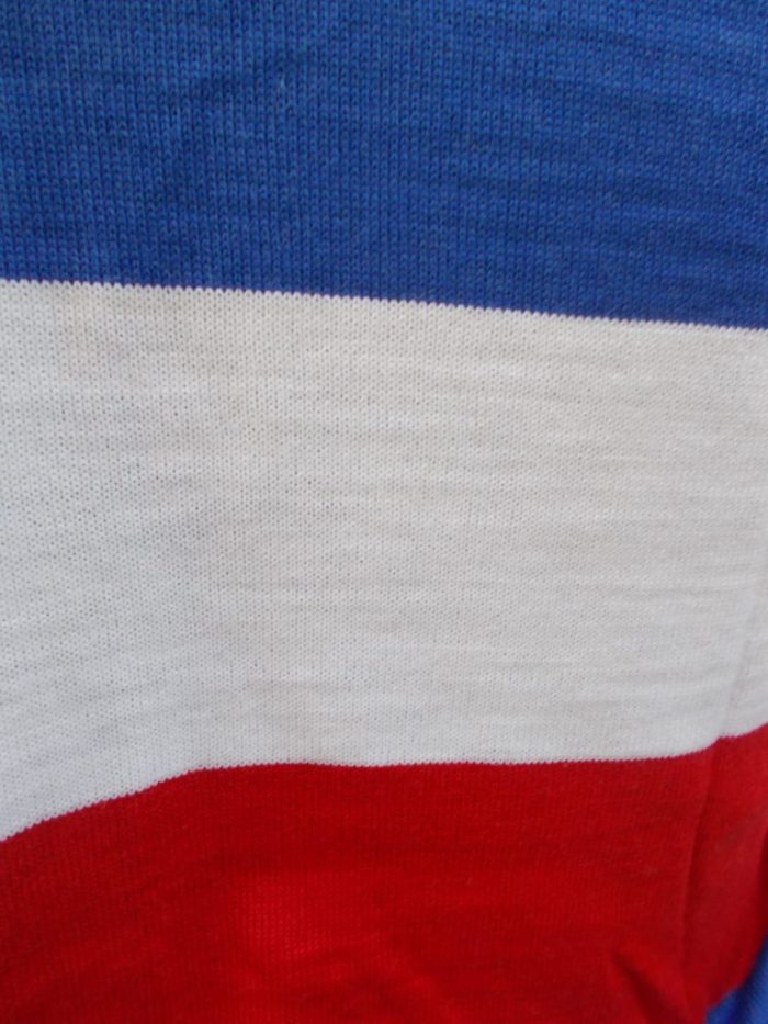 MAGLIA LANA ANNI '40/50 AZZURRA TASCA BIANCA E ROSSA - immagine 6