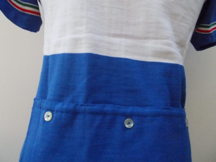 MAGLIA LANA ANNI '40/50 AZZURRO FASCIA BIANCA E RIFINITURE TRICOLORE - immagine 8