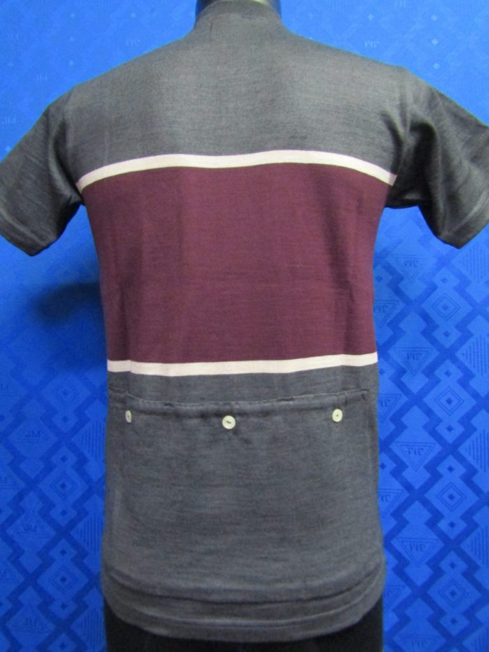 MAGLIA LANA ANNI 70' GRIGIO SCURO FASCIA BORDEAUX E RIGA PICCOLA CREMA - immagine 6