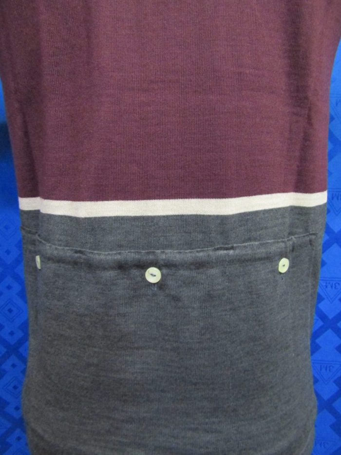MAGLIA LANA ANNI 70' GRIGIO SCURO FASCIA BORDEAUX E RIGA PICCOLA CREMA - immagine 8