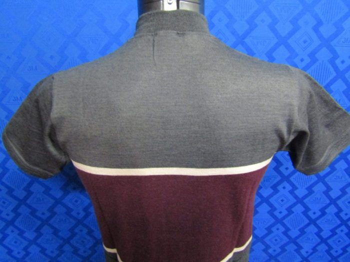 MAGLIA LANA ANNI 70' GRIGIO SCURO FASCIA BORDEAUX E RIGA PICCOLA CREMA - immagine 7