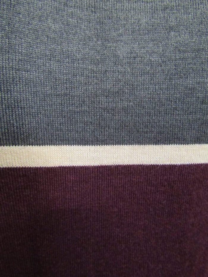 MAGLIA LANA ANNI 70' GRIGIO SCURO FASCIA BORDEAUX E RIGA PICCOLA CREMA - immagine 5