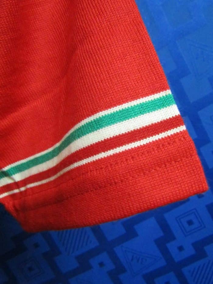 MAGLIA LANA ANNI 70 ROSSA FASCIA GIALLA CON RIFINITURE TRICOLORI - immagine 5