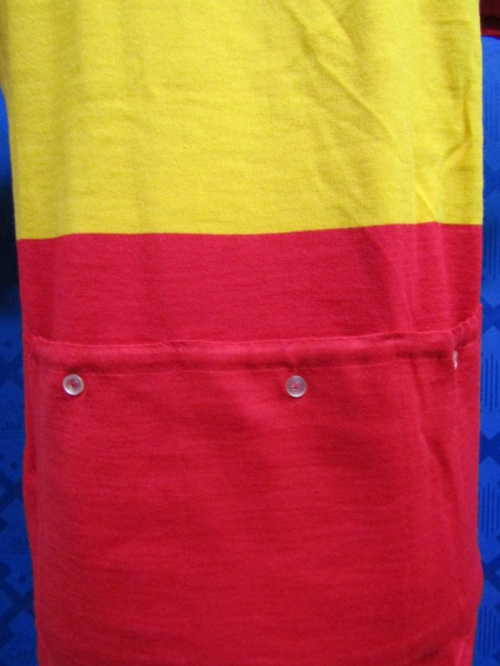 MAGLIA LANA ANNI 70 ROSSA FASCIA GIALLA CON RIFINITURE TRICOLORI - immagine 7