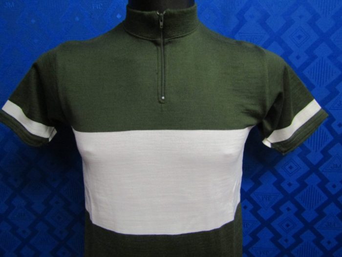 MAGLIA LANA ANNI 70' VERDE SCURO ANTICO FASCIA BIANCA - immagine 2