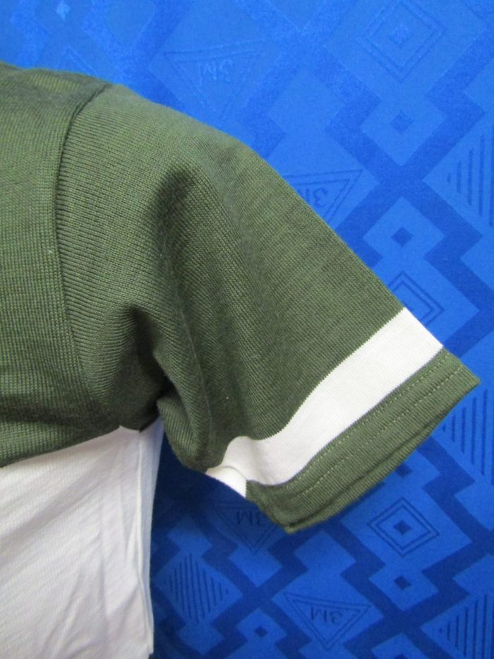 MAGLIA LANA ANNI 70' VERDE SCURO ANTICO FASCIA BIANCA - immagine 4